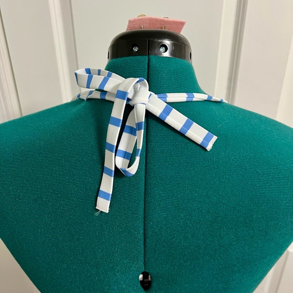 Blue/White Stripe Bikini w/Madras Plaid Cover Up & 2 sets Coordinated Earrings - Picture 10 of 11